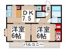 メゾンソレイユⅡ 2DKの間取り