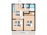 第２下渕ハイツ 2DKの間取り