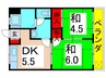 サントネール遠藤 2DKの間取り