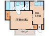 オヴェスト 1DKの間取り