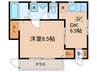 オヴェスト 1DKの間取り