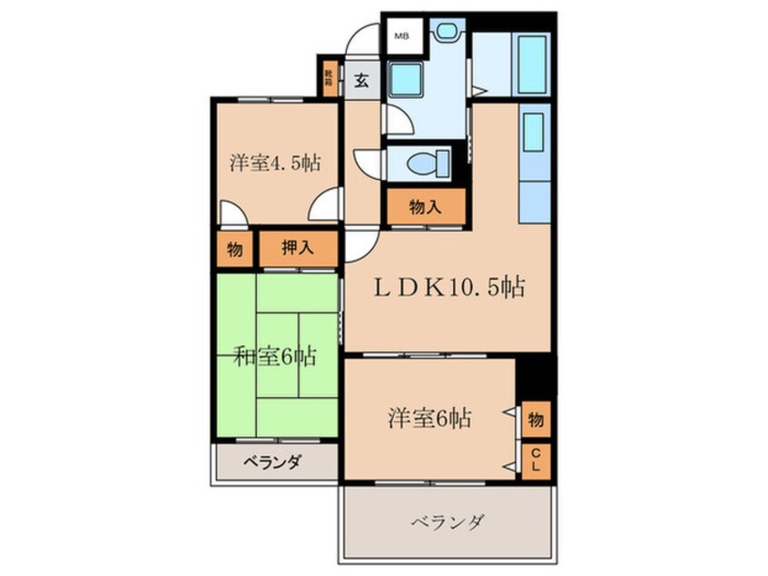 間取図 ﾊﾟｰｸﾋﾙｽﾞﾆｼﾀﾞｲ