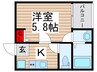 ベルメント東平賀 1Kの間取り