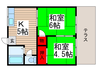 白鳥荘 2Kの間取り