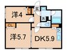 プラティーク文京護国寺 2DKの間取り