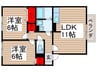 グランモアＡ棟 2LDKの間取り