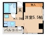 シムラハイム 1Kの間取り