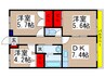 サニーホームズ緑が丘 3DKの間取り