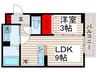 グラナーデ扇ⅠC 1LDKの間取り
