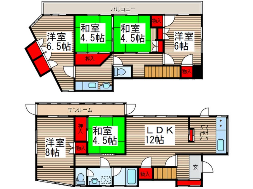 間取図 上矢切６ＬＤＫ戸建