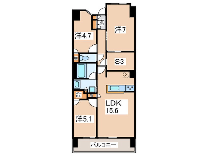 間取図 ﾘﾋﾞｵﾀﾜｰ小田急相模原(1704)
