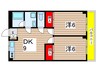 原田マンション 2DKの間取り