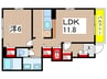 ソレイユB 1LDKの間取り