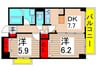 第六鳥塚ビル 2DKの間取り