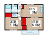 シャンブルクレールⅡ 2DKの間取り