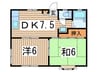 ナウハイム 2DKの間取り