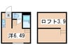 メティス古淵 1Rの間取り