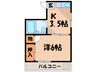 サイトウコ－ポ 1Kの間取り