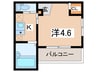 メルディア白楽 1Kの間取り