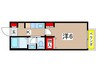 モンフレール都賀 1Kの間取り