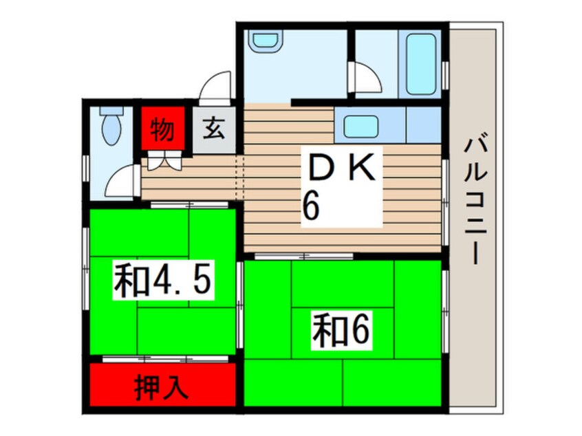 間取図 ビレッジハウス検見川６号棟