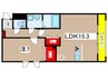 サンフライト 1LDKの間取り