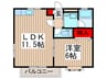 ハイツ若宮 1LDKの間取り