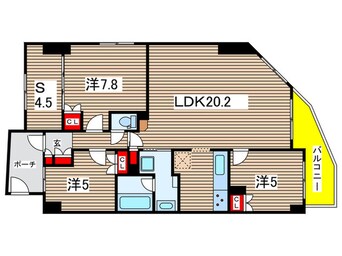 間取図 ｻﾝｸﾚｲﾄﾞﾙ千葉登戸ｽｶｲﾚｼﾞﾃﾞﾝｽ1303