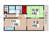 メゾンヴェ－ル 2DKの間取り