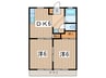 ハイツレスポア－ルＡ 2DKの間取り