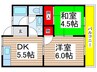 ｱﾐｭ-ｽﾞ宮本B 2DKの間取り
