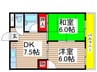 コスモリード船橋イースト 2DKの間取り