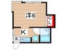 サンライズ国立 1Kの間取り