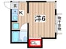 サンライズ国立 1Kの間取り