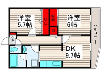間取図 メゾンドボヌ－ル梅島