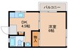 プレリュード松原 1DKの間取り