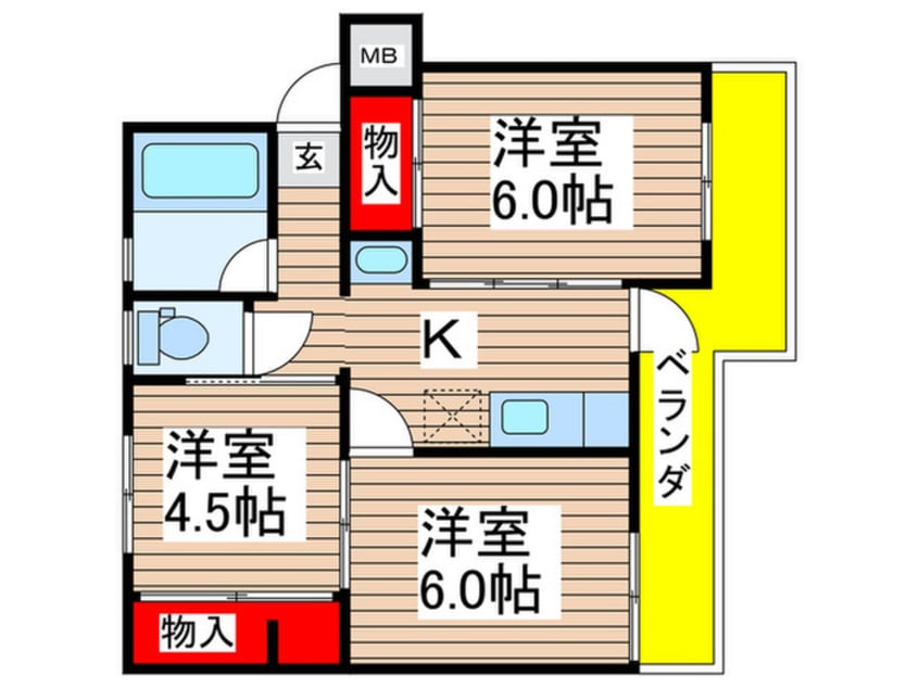 間取図 稲毛団地９号棟（１０５）
