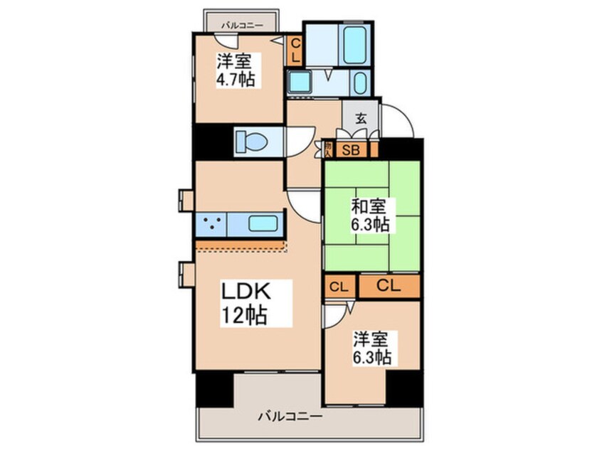 間取図 マノー蔵前ﾘﾊﾞｰステージ（905）