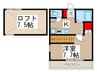 グリ－ンタウン 1Kの間取り