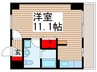 グリシ－ヌ響 1Rの間取り