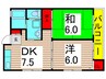 カーサ・ヒコⅡ号棟 2DKの間取り