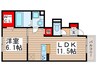CREAⅠ 1LDKの間取り