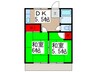 白扇ハイツ 2DKの間取り
