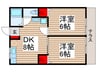コーポ北稜Ｂ 2DKの間取り