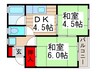 コ－ポジュネス 2DKの間取り