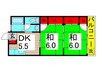 第２ハイツ石山 2DKの間取り