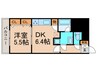 スリージア 1DKの間取り