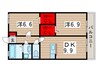 コーポスカイG 2DKの間取り