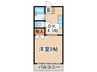 ホワイトリバ－ 1DKの間取り