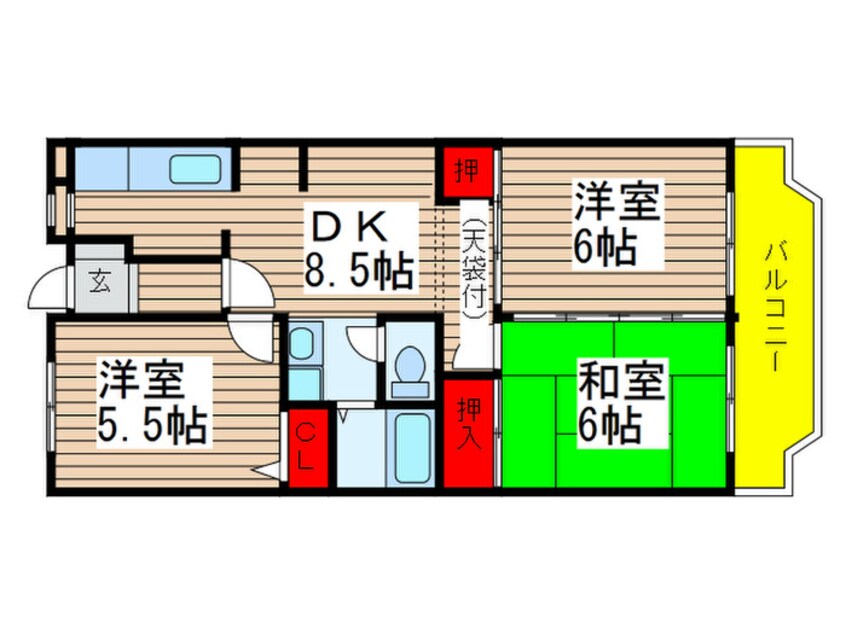 間取図 市川グリーンタウン第二ミズホ